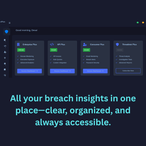xonPlus breach monitoring dashboard showing exposed account alerts 1